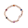 Bracelet en charme en multi-gemmes en or jaune 14K en forme de cœur | Saphir rose/bleu, péridot, citrine, rubis
