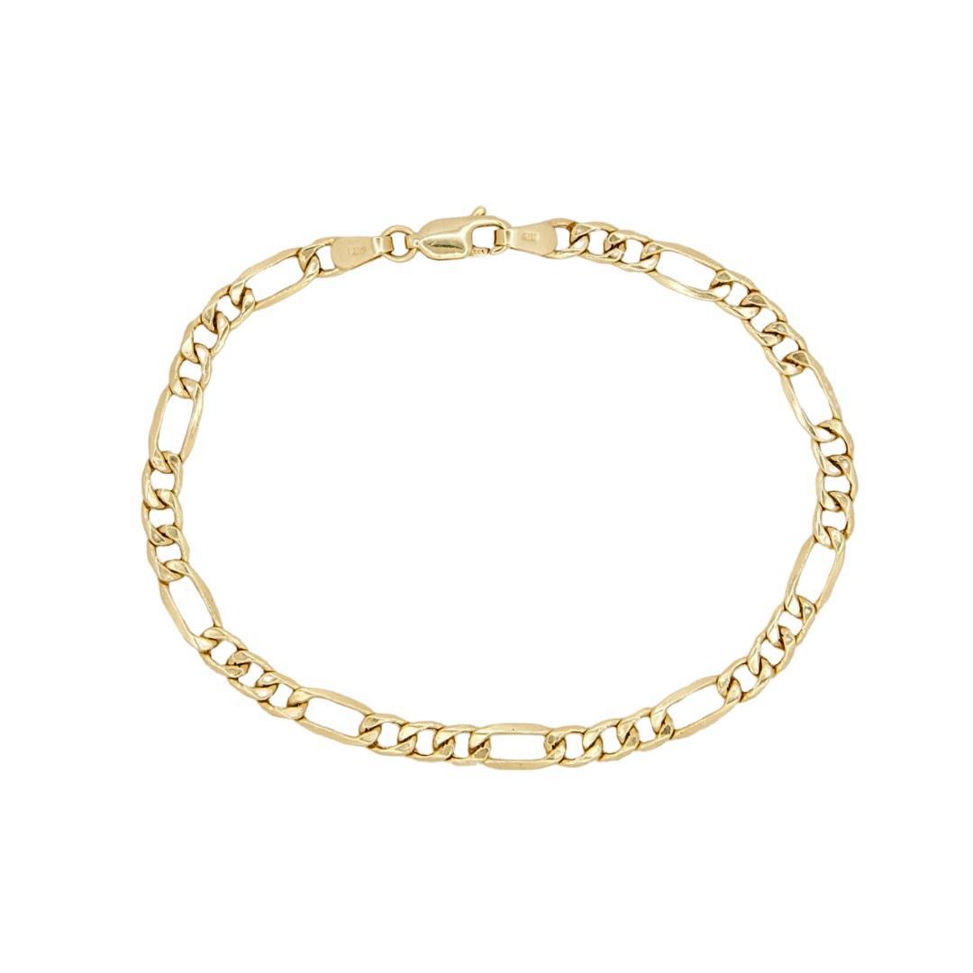 14k 7 top gr yellow pure gold bracelet 7.7 inches, Figaro bracelet