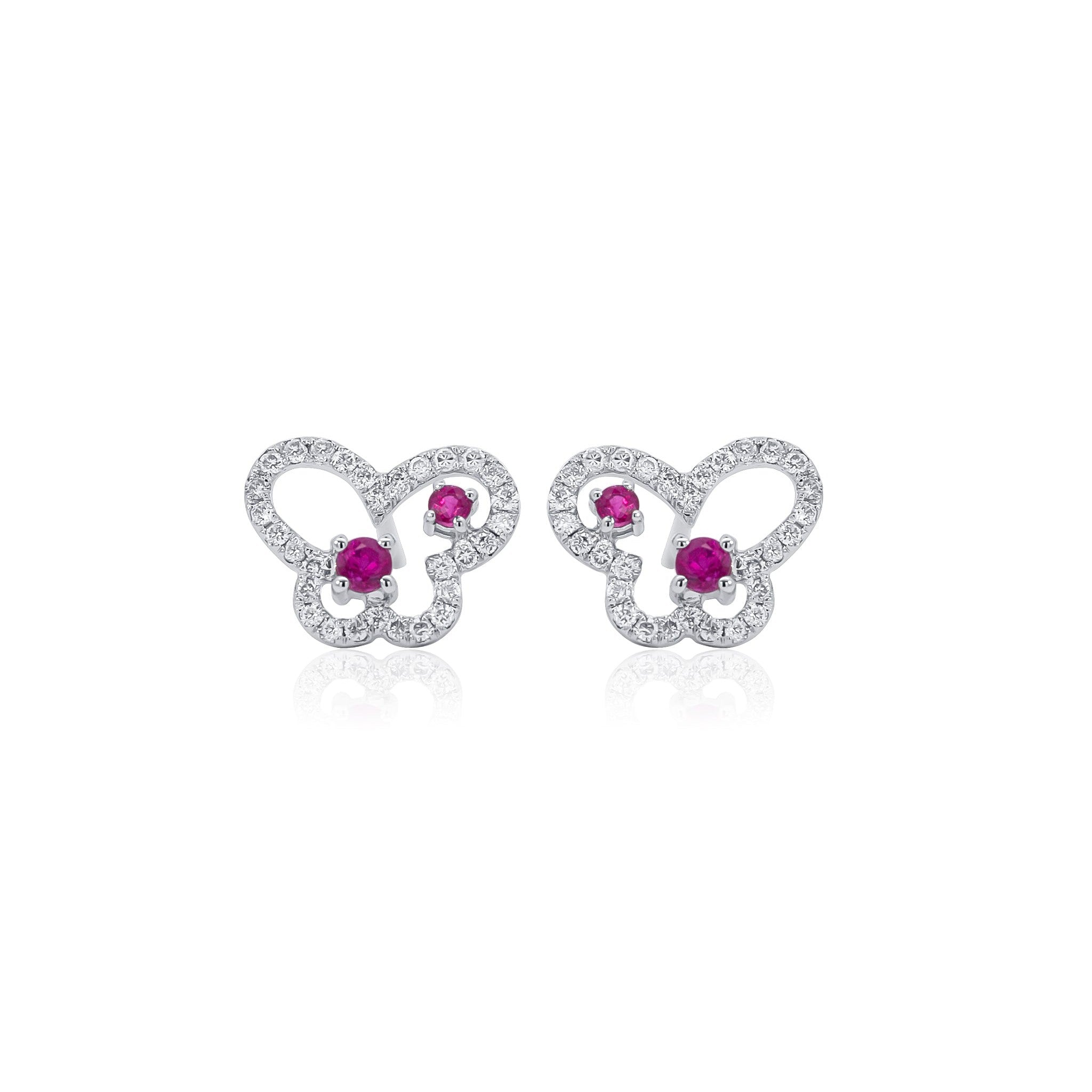 18K White Gold Diamond Butterfly popular Stud Earrings D