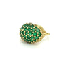 Bague Dôme en Or Jaune 18K avec Émeraude Naturelle Ronde en Cluster