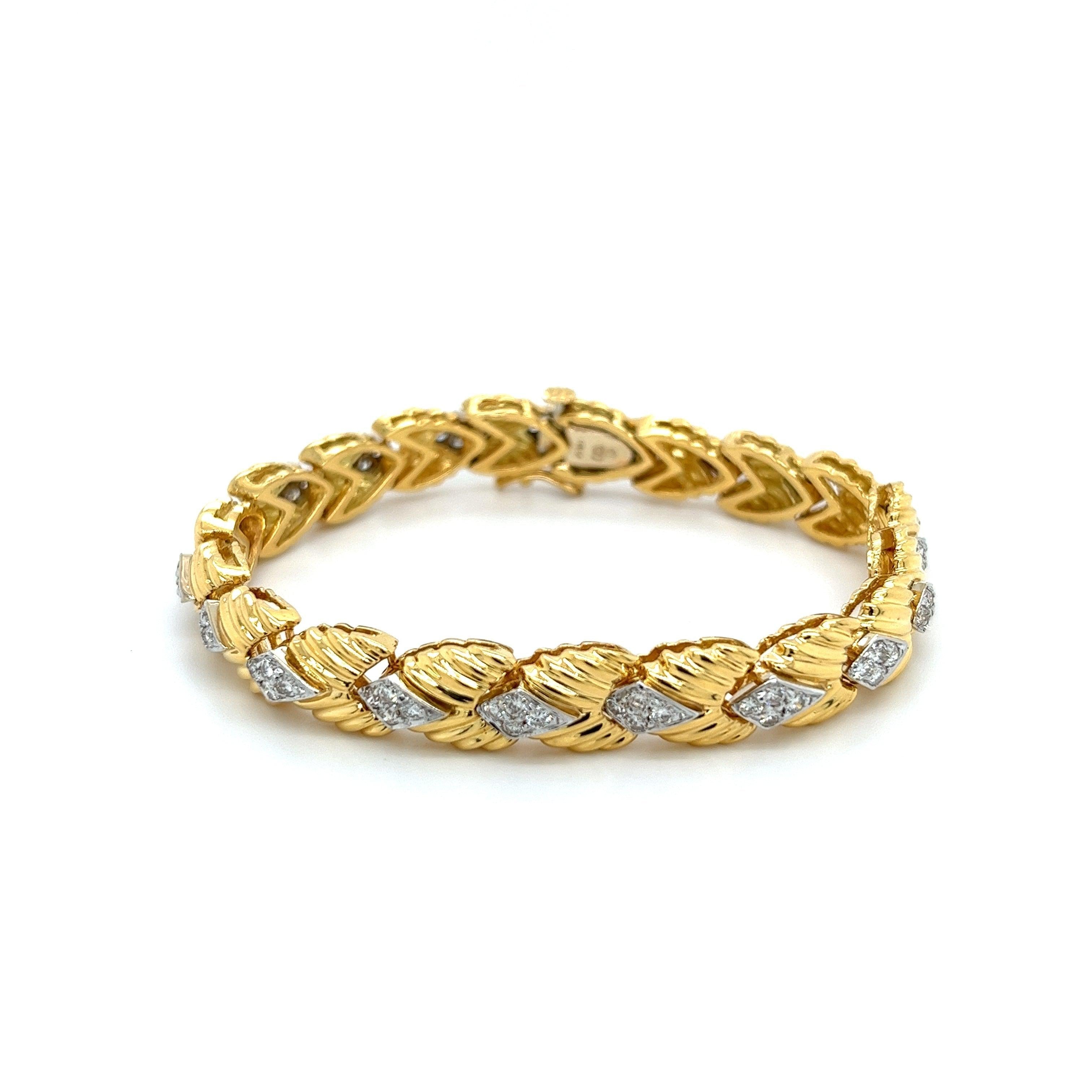 Wrapped in Love Diamond Flower Cluster Link Bracelet (2 Ct. t.w.) in 14K Gold, Created for Macy's - Yellow Gold