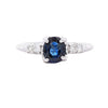 1.13 Carat Cushion Cut Sapphire & Side Diamond in 14K White Gold Engagement Ring