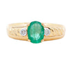 1.19 Carat Oval Cut Emerald & Diamond 14K Gold Statement Ring