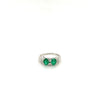 Bague Émeraude Naturelle Taille Ronde 2 Pierres 0,92CT TW en Or Blanc 18k