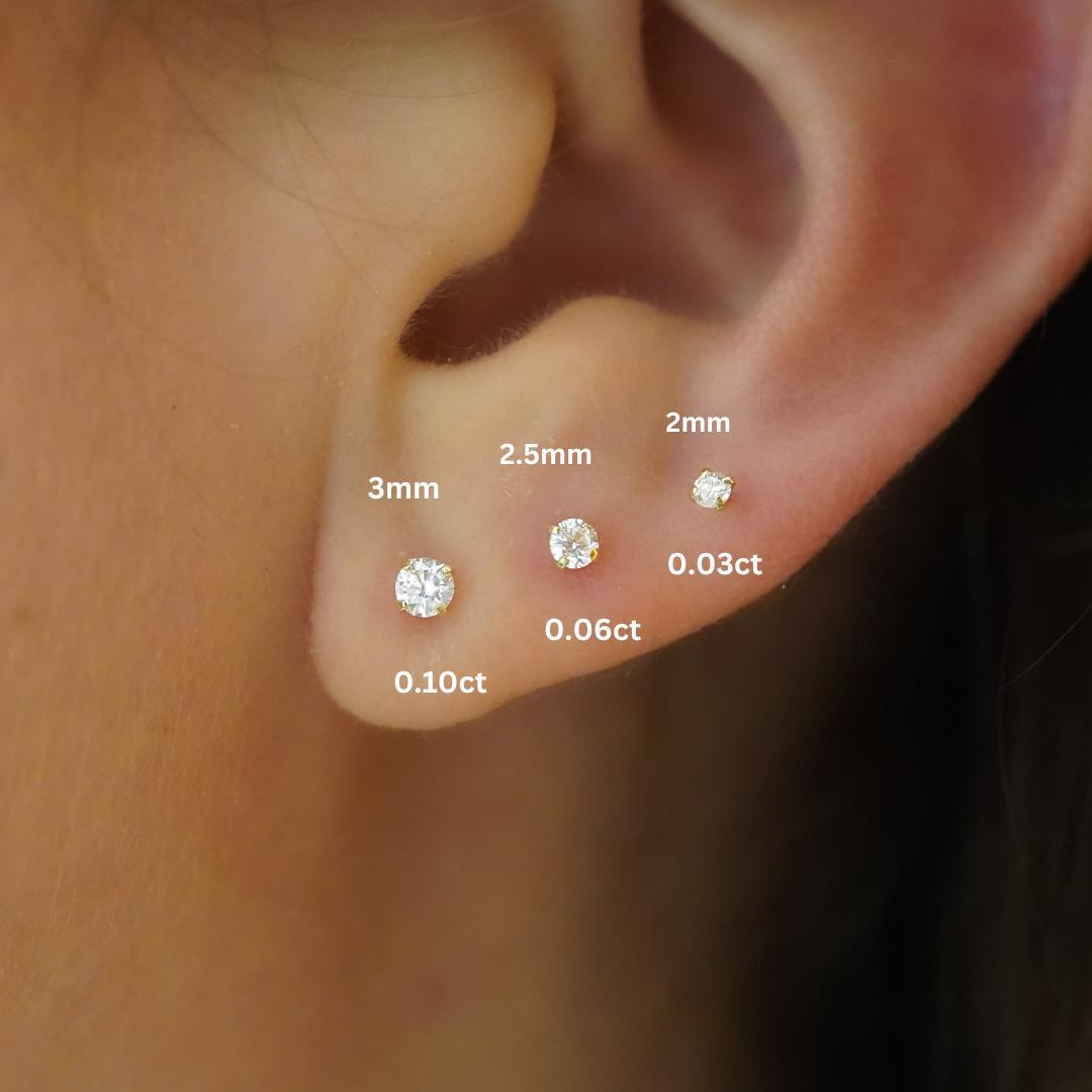 Diamond in 14K Gold Flat Back Single Stud Earring – ASSAY