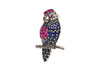 3.14 Carat Pink & Blue Sapphire & Diamond Pave in 18K White Gold Parrot Brooch