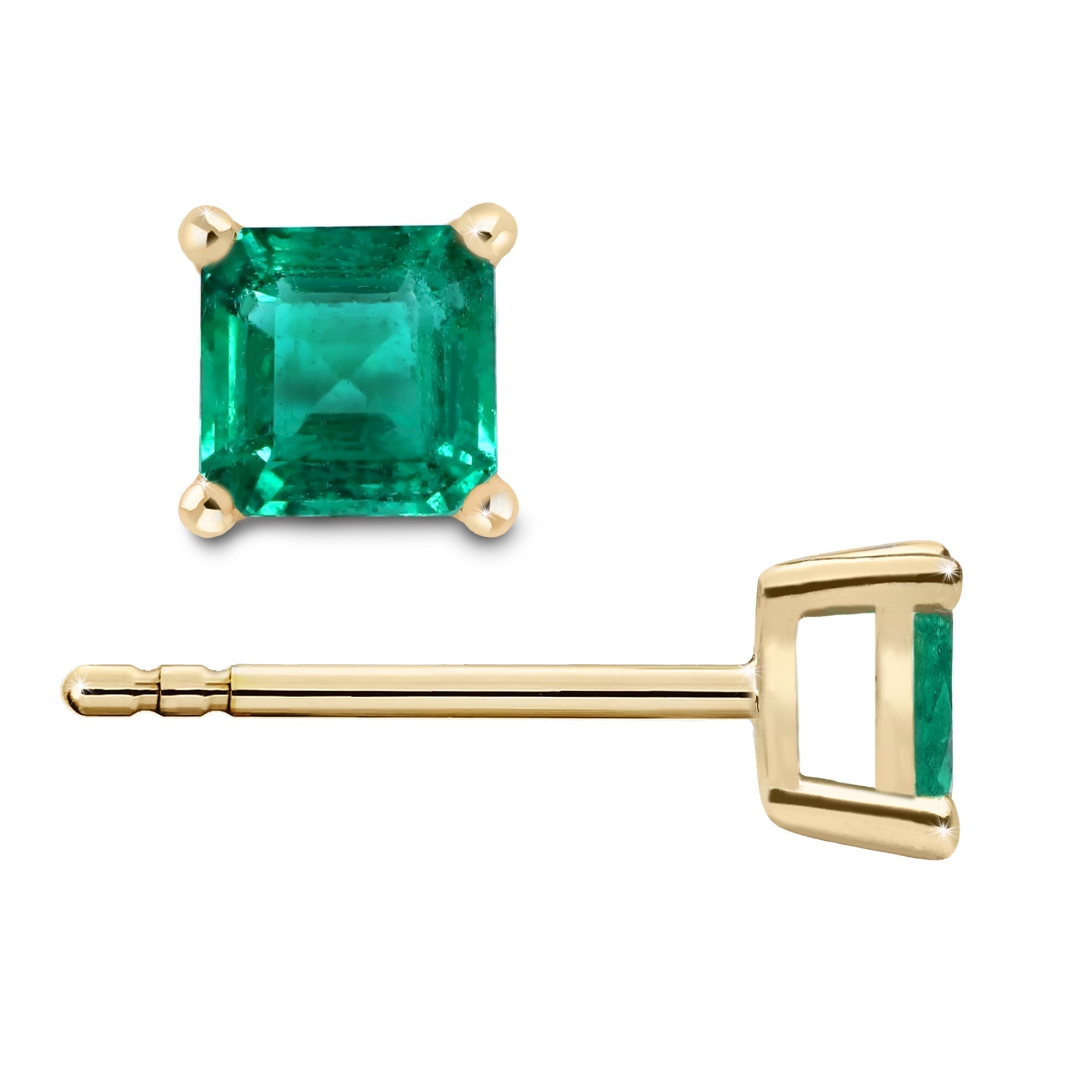 Colombian Emerald Square-Cut Stud Earrings in 18k Gold – ASSAY