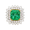 Bague en grappe de Diamants avec Émeraude naturelle colombienne de 4,30 carats