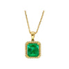 Collier avec Pendentif Émeraude Naturelle de 5,42 Carats et Halo de Diamants Jaunes en Or 18k