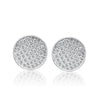 8MM-10MM Boucles d'oreilles en disque en diamant rond en cluster en or blanc 18k