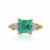 Art Deco Inspired 1.95 Carat Colombian Emerald Ring in 18k Yellow Gold