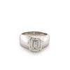 Bague sertie de lunette 2 carats taille émeraude diamant de laboratoire en or blanc 14K