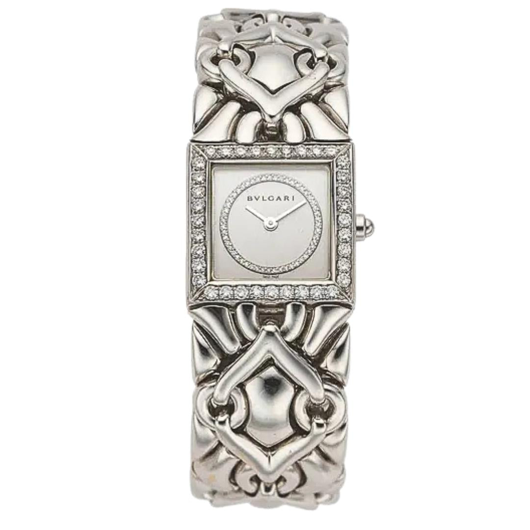 Bvlgari Trika Diamond 18K White Gold Integral Bracelet Square