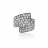 Curved Natural Round Diamond Pave Bypass Ring in 14k White Gold