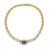Collier ras du cou en chaîne câble en or 18k avec saphir bleu sans chaleur certifié GIA 15,5"