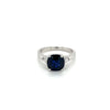Bague de fiançailles à trois pierres avec saphir bleu sans traitement thermique certifié GIA et diamant taille trillion