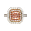 GIA-zertifizierter orangepinker Diamant Doppel-Halo 18K Gold Ring