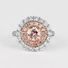 GIA Certified Round Cut Fancy Pink-Purple Diamond Ring with Diamond Halo