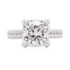 IGI Cert. 4.27 Carat Lab Grown F/VS2 Cushion Diamond Double Band Textured Ring
