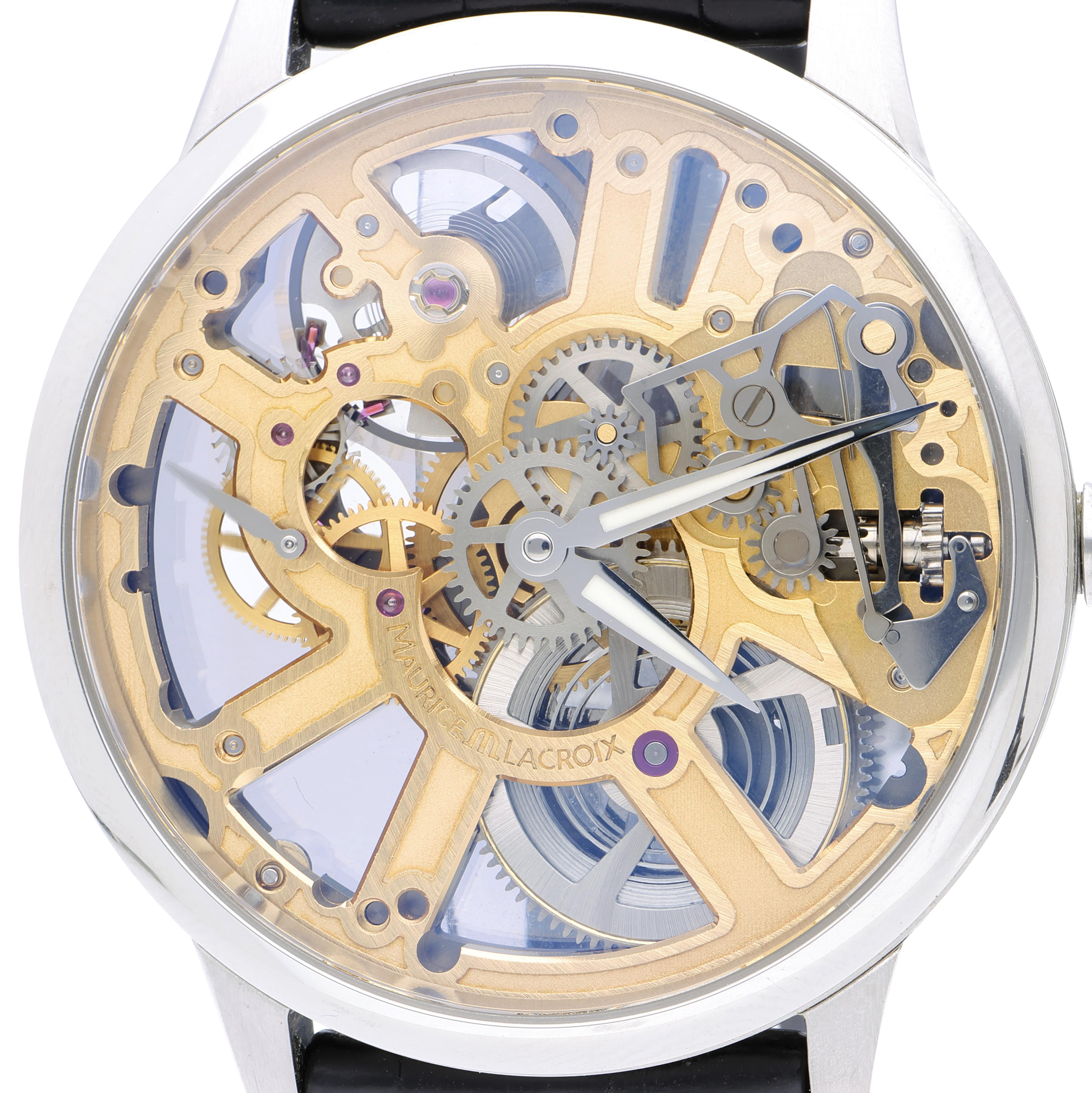 Maurice Lacroix Masterpiece MP7228 Gold-Tone Skeleton Dial Watch
