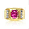 Bague pour hommes de 2,70 carats avec rubis taille Coussin en or 14K