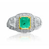 Bague cocktail en émeraude naturelle colombienne en or blanc 18k