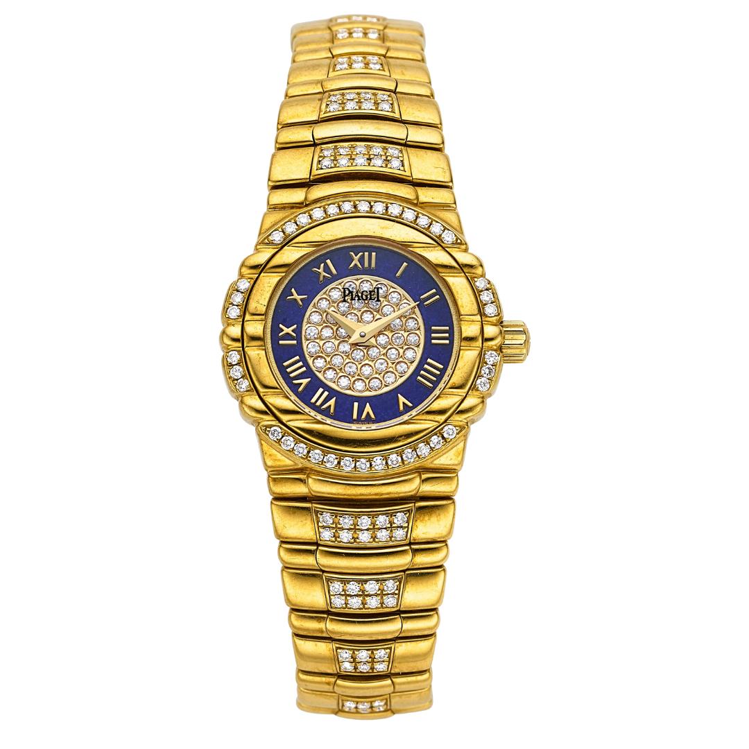 Piaget Tanagra Lapis Lazuli Diamond 18K Gold Bracelet Vintage Watch