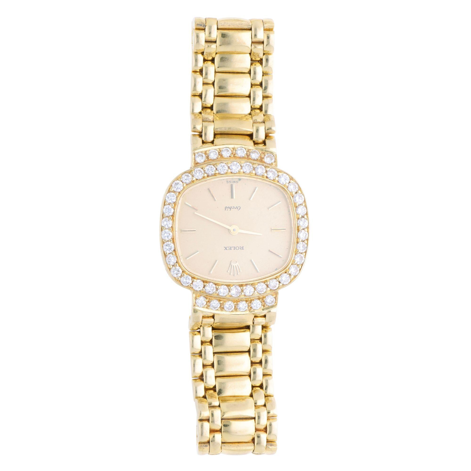 Rolex Orchid 2673 18K Gold 22mm Diamond Bezel 1989 Watch