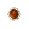 Vintage 11,36 Karat Opal und Briolette/Rosenschliff Diamant Halo 18K Gold Ring