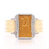Vintage 22K and 18K Pegasus Motif Bangle Bracelet in Diamond Bezel