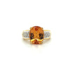 Anciens Bague ovale taille 6 carats en topaze orange et diamant rond taille en or massif 18K