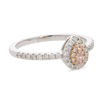 0.03 Carat Fancy Pink Pear Diamond Double Halo in 18K White Gold Statement Ring – Assay Jewelers