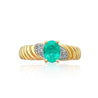 0.40 Carat Emerald Set in 14k Gold Ribbed Ring - ASSAY