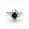 0.50 Carat Oval Sapphire & Baguette Diamond Ballerina Platinum Ring