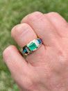 0.76CT Colombian Emerald and Inlaid Opal 14k Yellow Gold Ring