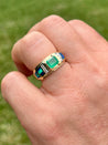 0.76CT Colombian Emerald and Inlaid Opal 14k Yellow Gold Ring