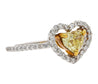 0.77 Carat Floating Fancy Yellow Heart Diamond & Diamond Halo Engagement Ring