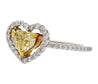 0.77 Carat Floating Fancy Yellow Heart Diamond & Diamond Halo Engagement Ring