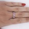 0.77 Round Cut Ruby and Diamond Platinum Cluster Band Ring