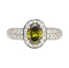 0.92 Carat Oval Cut Green Diamond Statement Ring In 18k White Gold