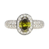 0.92 Carat Oval Cut Green Diamond Statement Ring In 18k White Gold