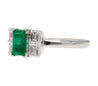 0.98 Carat Baguette Colombian Emerald, Diamond Platinum Thin Ring