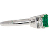 0.98 Carat Baguette Colombian Emerald, Diamond Platinum Thin Ring