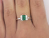 0.98 Carat Baguette Colombian Emerald, Diamond Platinum Thin Ring