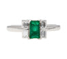 0.98 Carat Baguette Colombian Emerald, Diamond Platinum Thin Ring