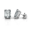 1-4 Carat Emerald Cut Prong Set Diamond in 14K White Gold Stud Earrings