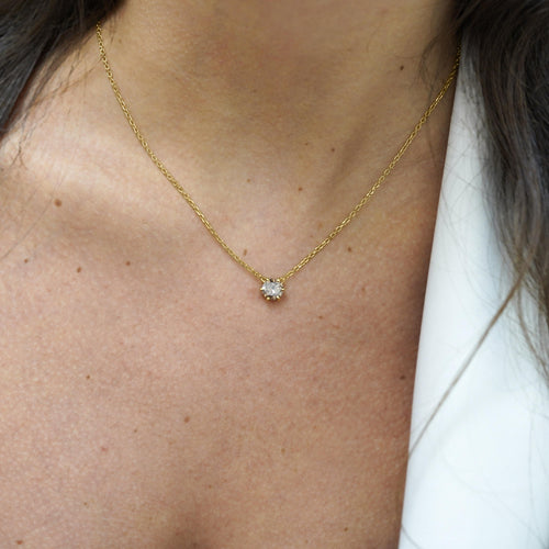 1 Carat Brown Diamond 18K Gold Solitaire Pendant Necklace