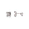 1 Carat Diamond Box Cluster Illusion Set 14K Gold Cluster Stud Earrings