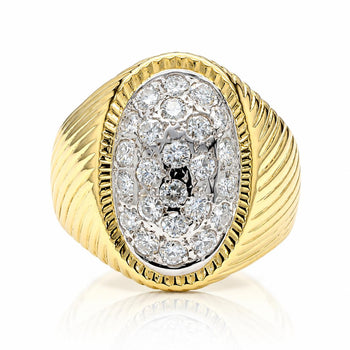 1 Carat Diamond Cluster Ribbed Dome 18K Gold Two Tone Ring – Assay Jewelers