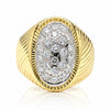 1 Carat Diamond Cluster Ribbed Dome 18K Gold Two Tone Ring